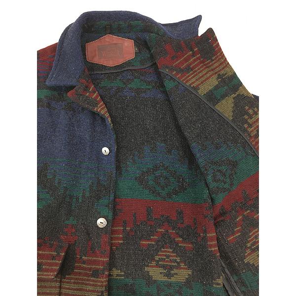 古着 80s USA製 WoolRich ネイティブ チマヨ 総柄 ウール ブランケット