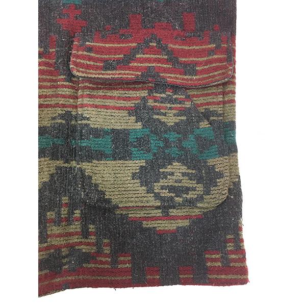 古着 80s USA製 WoolRich ネイティブ チマヨ 総柄 ウール ブランケット