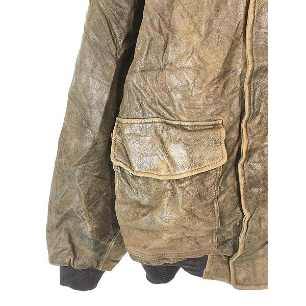 古着 00s LL Bean Type A-2 本革 ゴートスキン レザー フライング タイガー ジャケット ライトブラウン M-R 古着 00s LL Bean Type A-2 本革 ゴートスキン レザー フライング