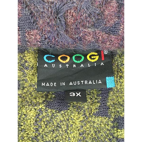 古着 Australia製 COOGI ダイヤ マルチ パターン 襟付き ハーフジップ