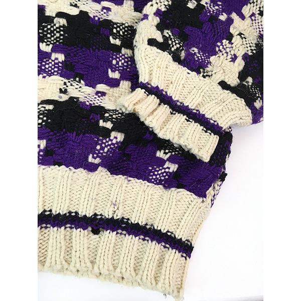 古着 90s エクアドル製 RUNA MAKI モザイク チェック ヘビー ウール