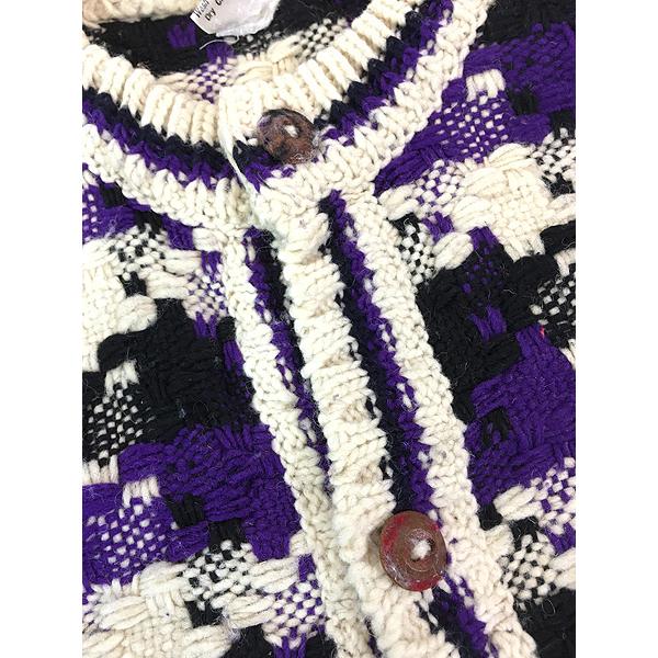 古着 90s エクアドル製 RUNA MAKI モザイク チェック ヘビー ウール