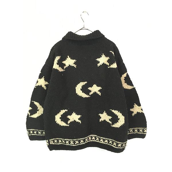 80sワンスター エクアドルニット ネパール製 エクアドルニット ネパール製 陰陽柄ウールセーター ニット アイボリー