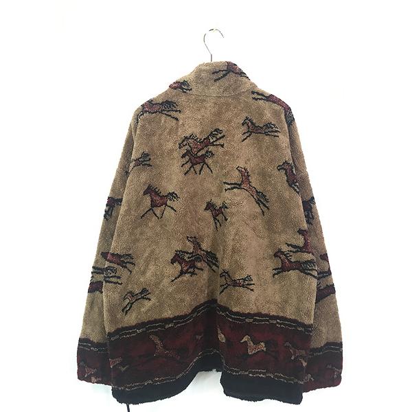 古着 90s USA製 MAZMANIA 馬 ウマ アニマル フリース ジャケット XL