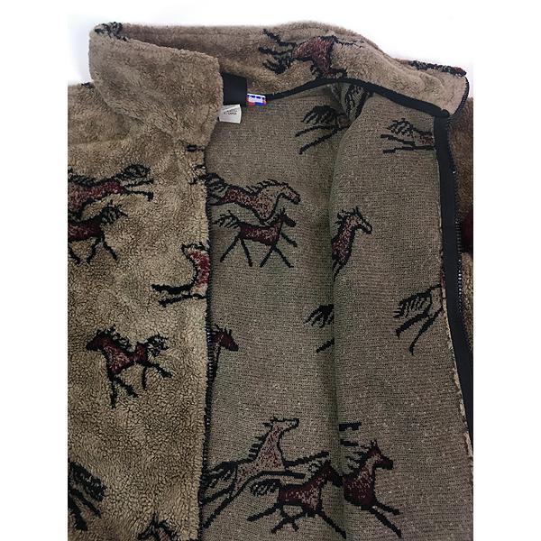 古着 90s USA製 MAZMANIA 馬 ウマ アニマル フリース ジャケット XL