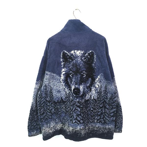 古着 90s USA製 Bear Ridge オオカミ ウルフ アニマル フリース