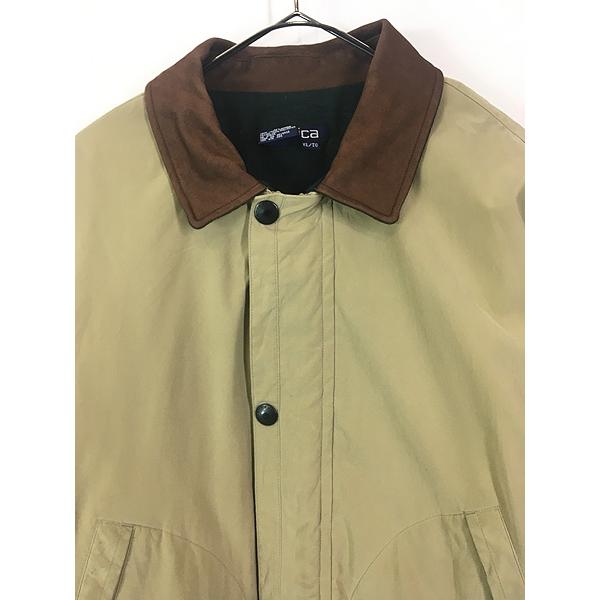 古着 90s Nautica 本革 レザー カラー 比翼 ピーチスキン パデット ジャケット XL 古着 古着 90s Nautica 本革 レザー カラー 比翼 ピーチスキン パデット