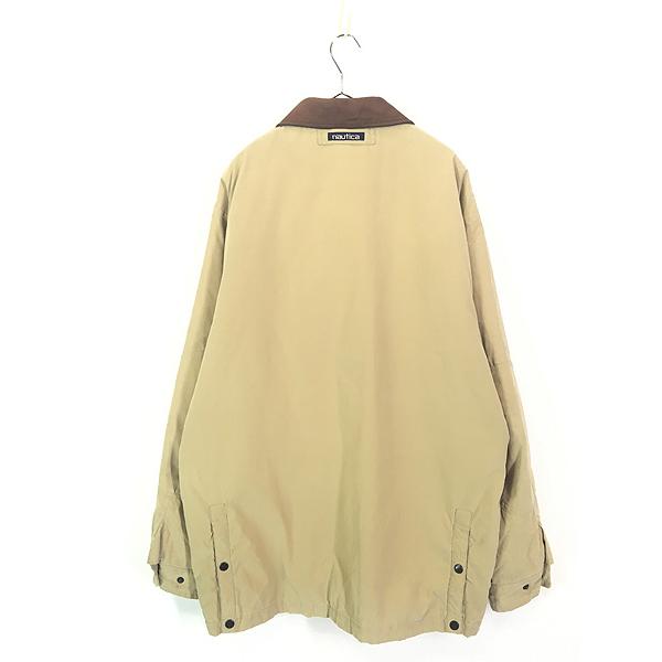 古着 90s Nautica 本革 レザー カラー 比翼 ピーチスキン パデット