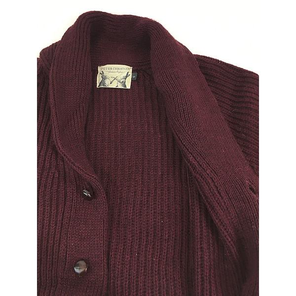古着 90s 英国製 Peter Christian 無地 ソリッド 畦編み ローゲージ ヘビー ウール ニット ショールカラー カーディガン S 古着 90s 英国製 Peter Christian 無地 ソリッド 畦編み ローゲージ