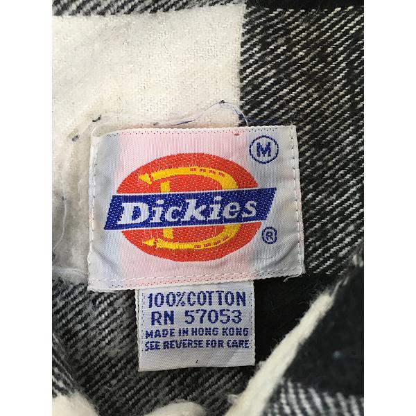 古着 80s Dickies 黒白 モノトーン ブロック チェック ヘビー