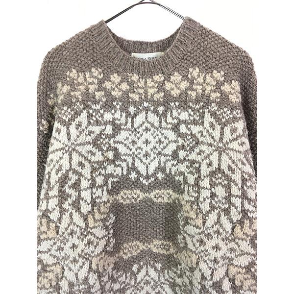 古着 90s BANANA REPUBLIC 雪柄 スノーフレーク ヘビー ウール ハンド