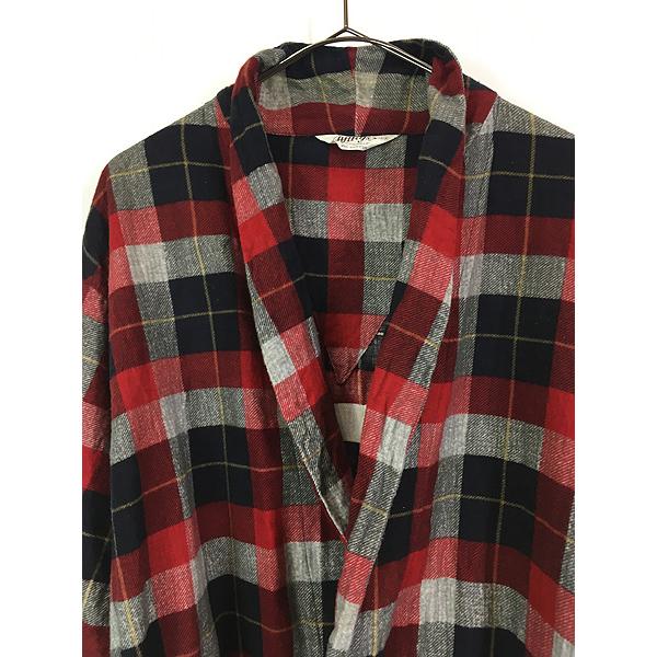 古着 60s Wings レッド チェック ショールカラー フランネル コットン