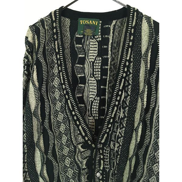 古着 90s Canada製 TOSANI 3D モノトーン ランダム ストライプ