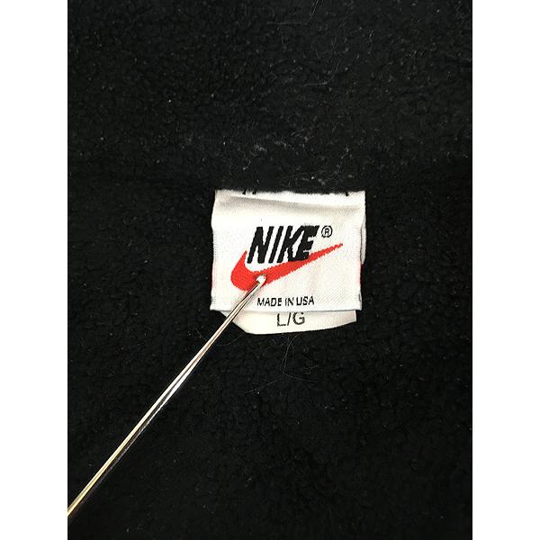 古着 90s USA製 NIKE ワンポイント 刺しゅう ポケット付 ハーフジップ