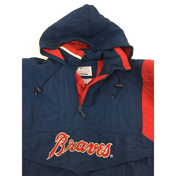古着 90s STARTER MLB Atlanta Braves ブレーブス ハーフジップ