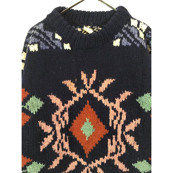 古着 90s エクアドル製 ダイヤ ネイティブ アート ヘビー ウール