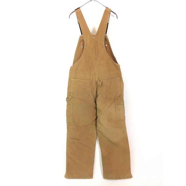 古着 80s USA製 Carhartt 「100周年記念」 防寒 パデット ブラウン ダック Wニー ワーク オーバーオール W38 L29 古着 00s Carhartt パデット ブラウン ダック Wニー ワーク