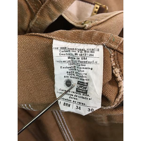 古着 90s USA製 Carhartt ブラウン ダック Wニー ワーク