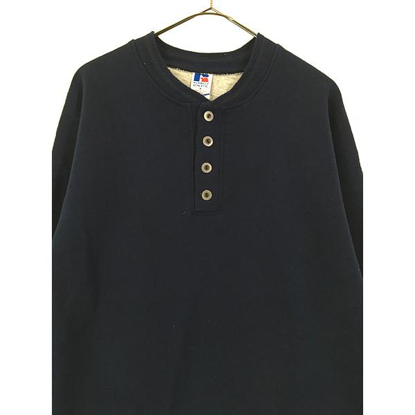 古着 90s USA製 Russell 無地 ソリッド セットイン ハーフボタン ヘンリー スウェット トレーナー M 古着 90s USA製 Russell 無地 ソリッド セットイン ハーフボタン