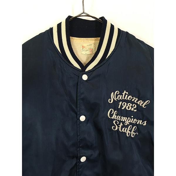 80's カレッジスタジャン　USA製 80年代 USA製 Swingster カレッジ ロゴ刺繍 サテンスタジャン