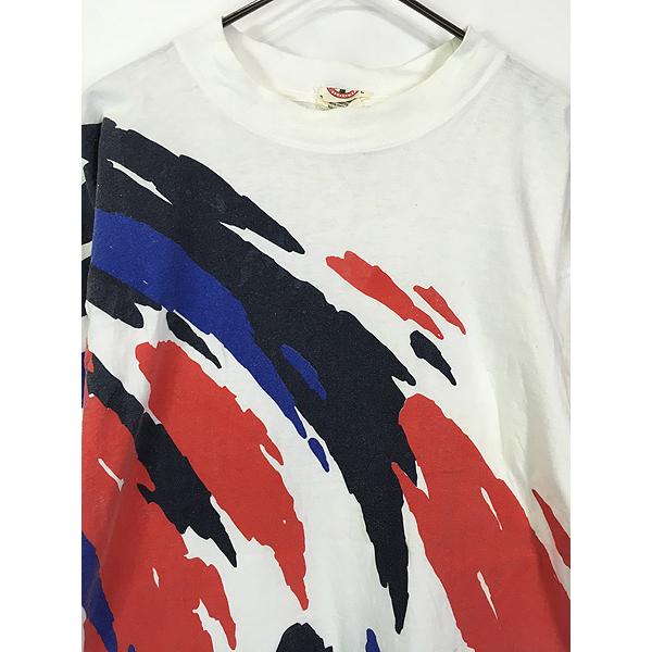 古着 90s USA製 YUASA バッテリー 企業 アート グラフィック 長袖 T