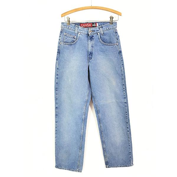 90'S Levi's Silver Tab Loose Tapered Denim Pants, Made in USA, Women's Size L (W30 equivalent), Vintage cotton Blue type light blue Vintage Second Hand