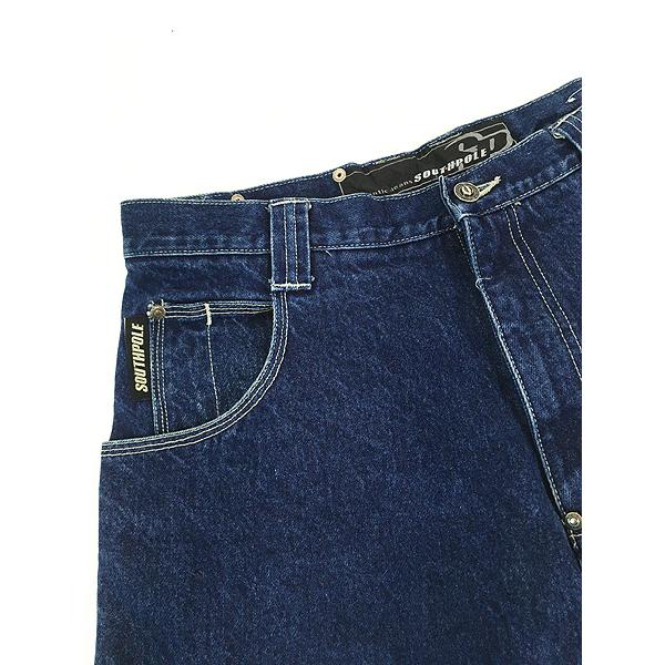 古着 SOUTH POLE 極太 バギー 濃紺 ブルー デニム パンツ ジーンズ W34