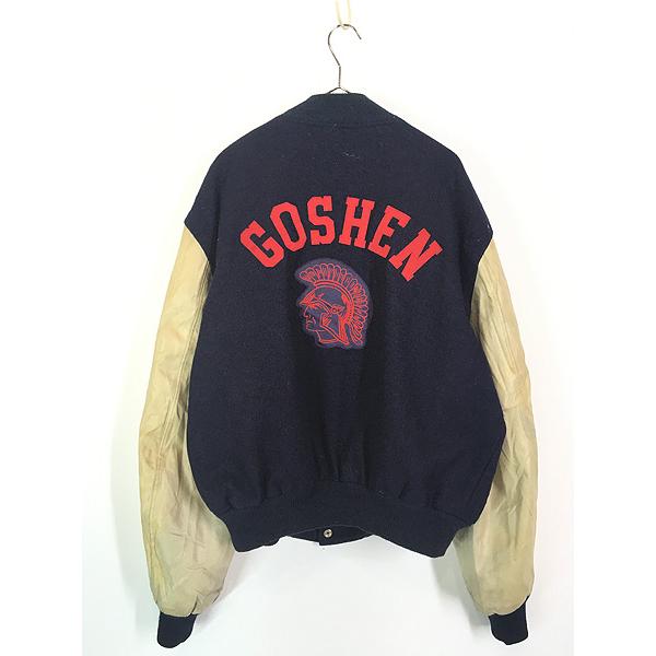 古着 70s Champion × Naugalite 「GOSHEN」 フェイクレザー ウール 