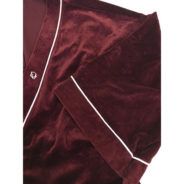 古着 80s USA製 Christian Dior パイピング ベロア ベルべット ガウン コート One Size 古着 80s USA製 Christian Dior パイピング ベロア ベルべット ガウン