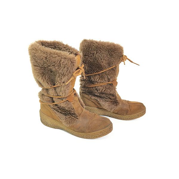 雑貨 古着 70s USA製 LEATHER UPPERS レースアップ スエードレザー フェイクファー ブーツ 24cm 古着 雑貨 古着 70s USA製 LEATHER UPPERS レースアップ スエードレザー