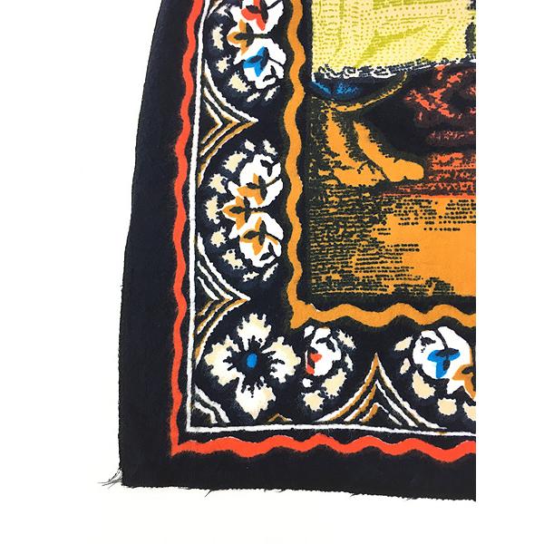 雑貨 古着 トルコ製 絵画 「最後の晩餐」 光沢 ベロア ラグ マット