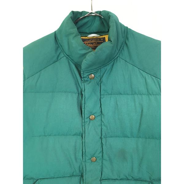 【希少】80s エディーバウアー グースダウンベスト ナイロン グリーン 緑 L 古着 80s Eddie Bauer コットン シェル グース ダウン ベスト