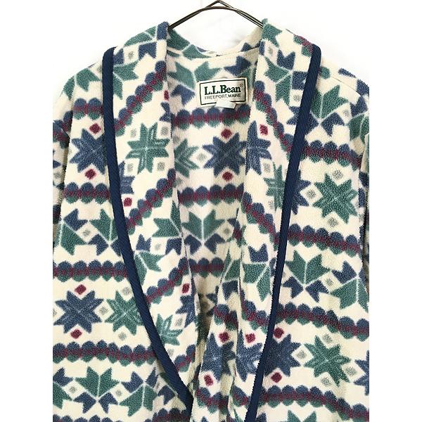 古着 80s USA製 LL Bean 雪柄 スノーフレーク ボーダー フリース