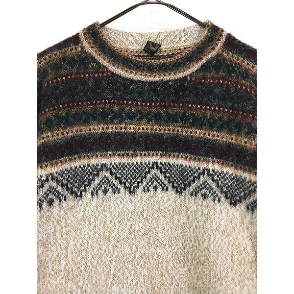 古着 90s ペルー製 Artesanias Apaza 民族 ボーダー 100% アルパカ