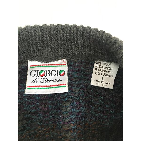 90s Italy製 GIORGIO ネイティブ パターン ポップコーン 変則編み ローゲージ モヘア ニット セーター L 【ドリームケア】