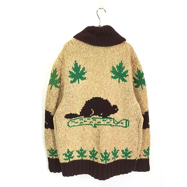 古着 60s ビーバー メープル 4面 ローゲージ ウール ニット カウチン