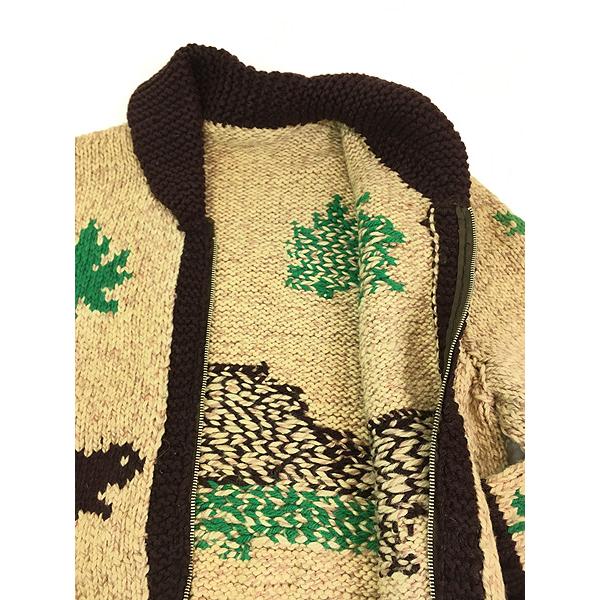 古着 60s ビーバー メープル 4面 ローゲージ ウール ニット カウチン