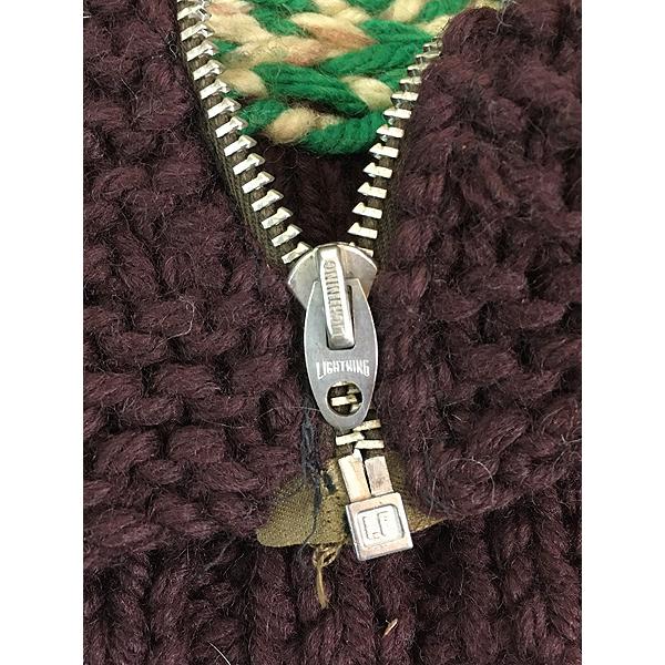 古着 60s ビーバー メープル 4面 ローゲージ ウール ニット カウチン