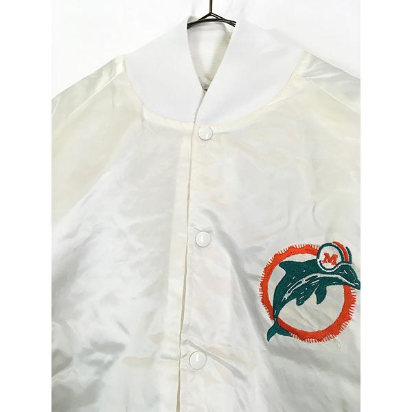 美品 90s NFL MIAMI Dolphins レザー スタジャン XL NFLマイアミ ドルフィンズ90s スタジャン 革ジャン ナイロンジャケットXL
