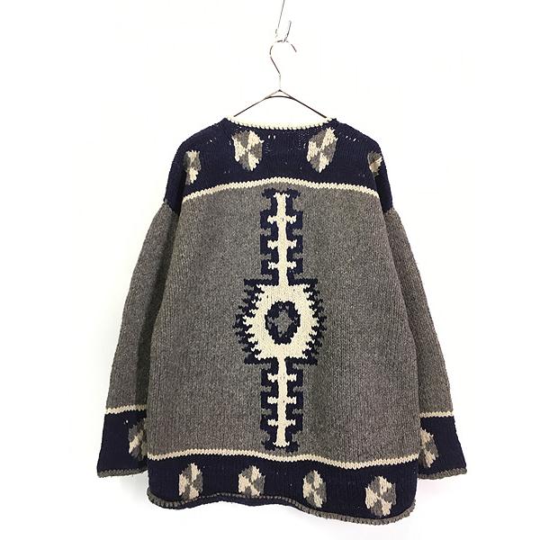 古着 90s エクアドル製 AMOS&ANDES ネイティブ チマヨ ヘビー ウール ハンド ニット セーター XL位 古着 古着 90s エクアドル製 AMOS&ANDES ネイティブ チマヨ ヘビー ウール