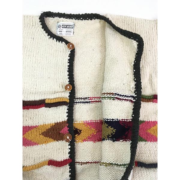 古着 Rey Wear カラフル 3D マルチ ボーダー ハンド ニット カーディガン XL位 古着 古着 Rey Wear カラフル 3D マルチ ボーダー ハンド ニット