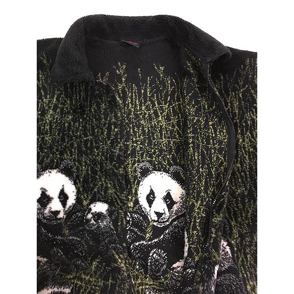 その他ブランド / MAZMANIA/マズマニア/フリースジャケット/M/BLK/パンダ/90s/USA製 古着 90s MAZMANIA パンダ アニマル 襟付き フリース ジャケット XL位