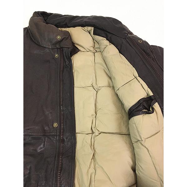 古着 80s Eddie Bauer 比翼 2tone 本革 レザー グース ダウン コート ミドル丈 ジャケット M 古着 80s Eddie Bauer 比翼 2tone 本革 レザー グース ダウン コート
