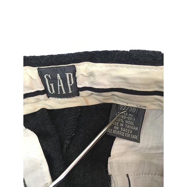古着 90s GAP カスリ ウール タック スラックス パンツ スリム W31 L29