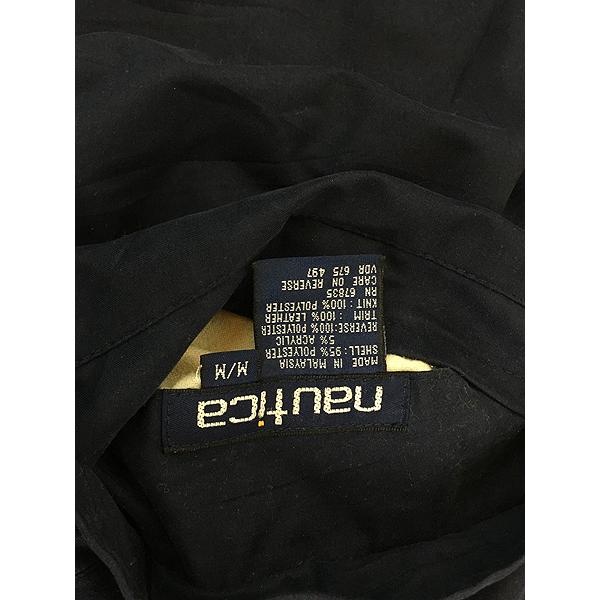 古着 90s NAUTICA 襟 本革 レザー フェイク スエード × フリース