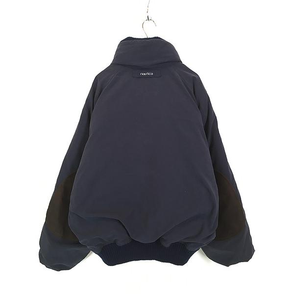 古着 90s Nautica 本革 レザー エルボーパッチ フェイクスエード 