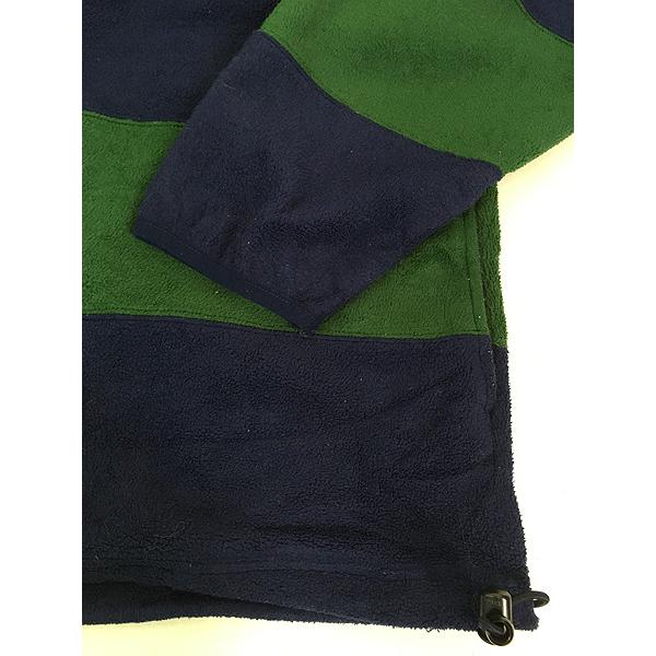 古着 90s TOMMY HILFIGER 紺×緑 ボーダー ハーフ スナップ フリース