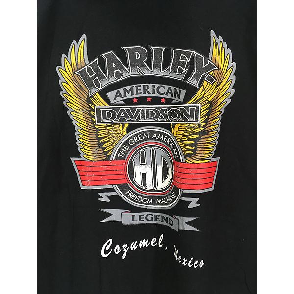 古着 90s HARLEY DAVIDSON ウィング ロゴ プリント コットン メキシカン パーカー XL 古着 古着 90s Mexico製 HARLEY DAVIDSON シールド ウィング ロゴ プリント