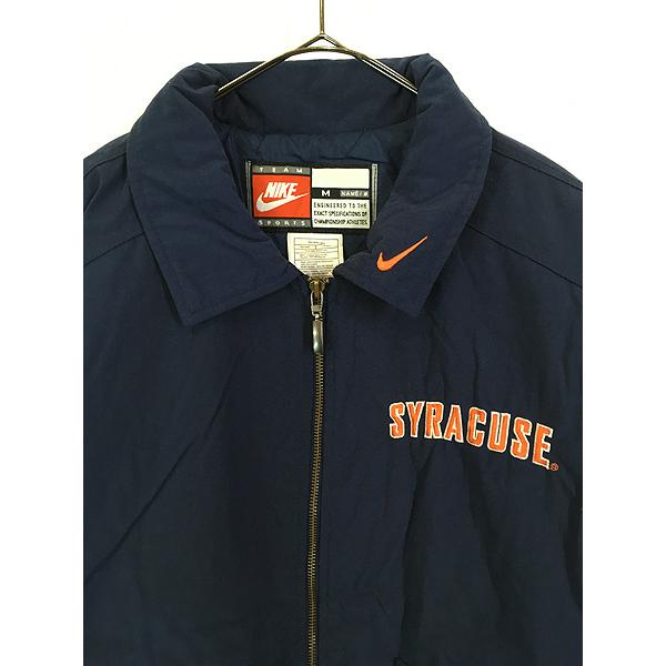【90s】USA製 Nike SYRACUSE ナイロンジャケット 古着 90s NIKE TEAM SYRACUSE カレッジ 刺しゅう パデット ナイロン