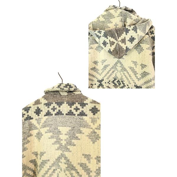 古着 90s USA製 WoolRich ネイティブ チマヨ 総柄 ウール ブランケット ロング コート コンチョボタン フード完備!! M 古着 90s USA製 WoolRich ネイティブ チマヨ 総柄 ウール ブランケット
